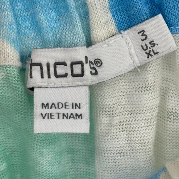 Chico's 3 Linen top shirt Confetti Pom Pom Top size XL Knit Pattern new - Picture 4 of 14